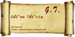 Güns Tácia névjegykártya